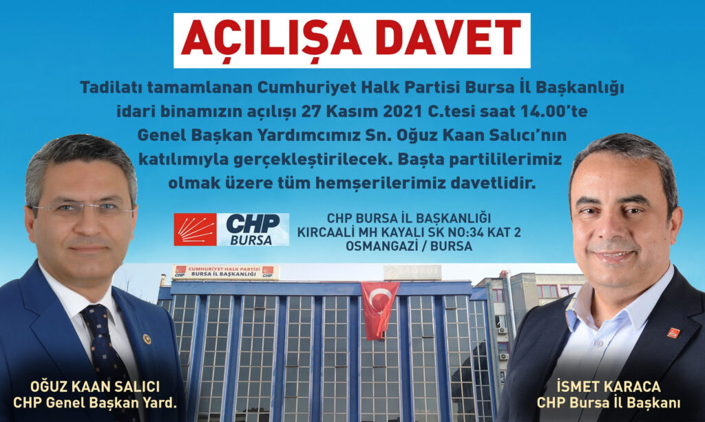 CHP’li Salıcı Bursa’ya Geliyor!